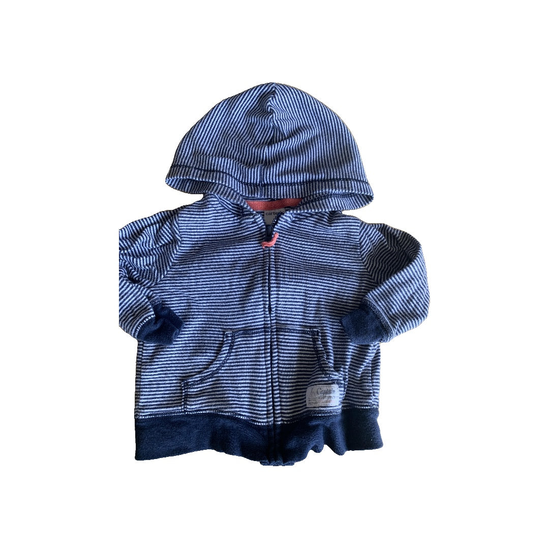 Boys Navy Blue | White | Stripe Hoodie Size: 6 months Navy Blue | White | Stripe