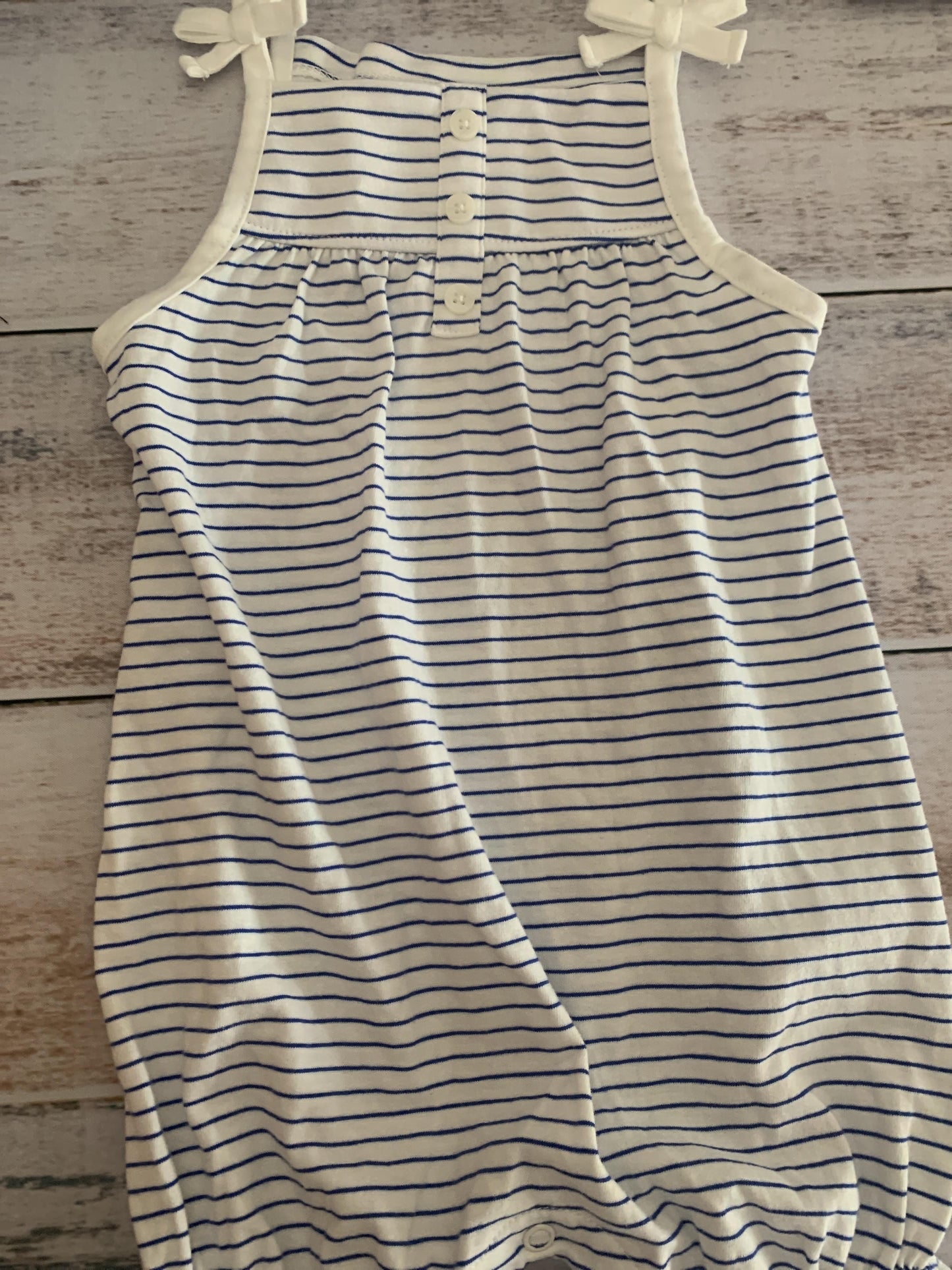 Girls Navy Blue | White | Stripe Romper Size: 12M Navy Blue | White | Stripe