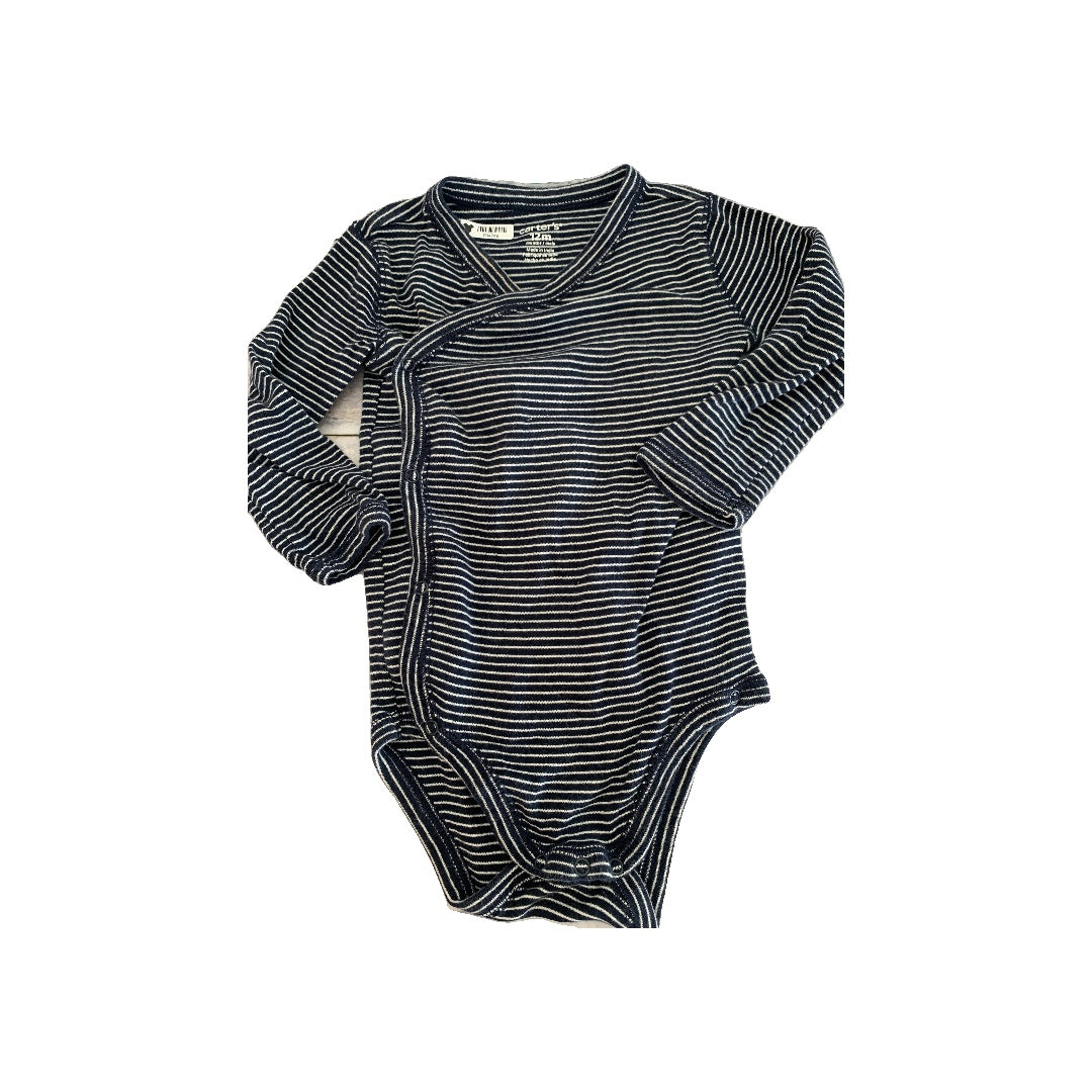 Carters Boys Navy Blue | White | Stripe Onesie Size: 12 months Navy Blue | White | Stripe
