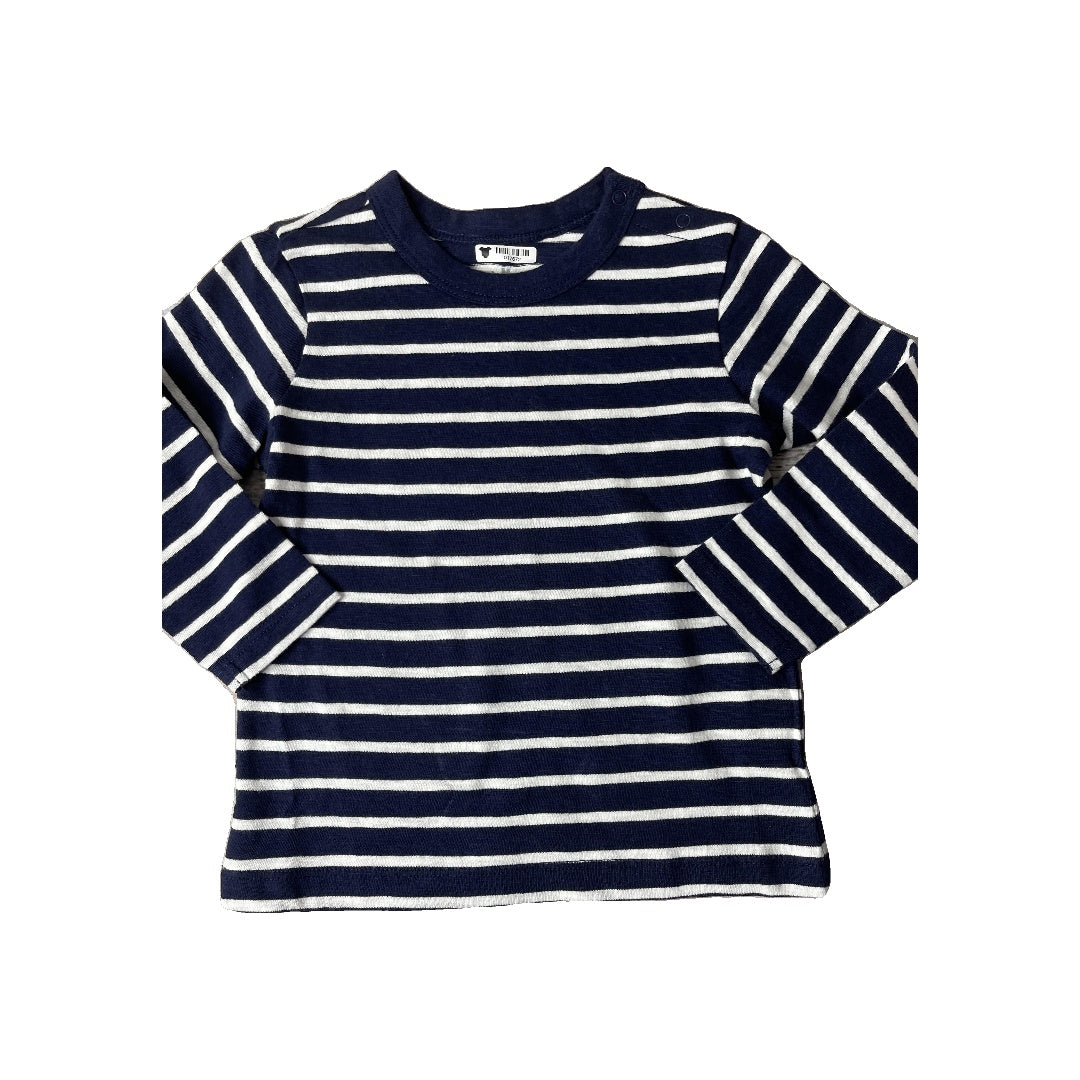 Primary Boys Navy Blue | White | Stripe Long Sleeve T-Shirt Size: 18 months Navy Blue | White | Stripe