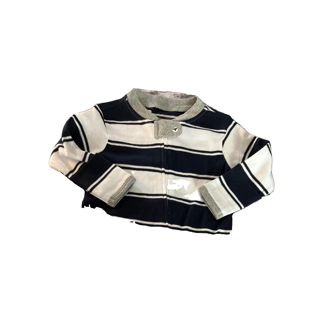 Burt's Bees Boys Navy Blue | White | Stripe Pajamas Size: 0-3 months Navy Blue | White | Stripe