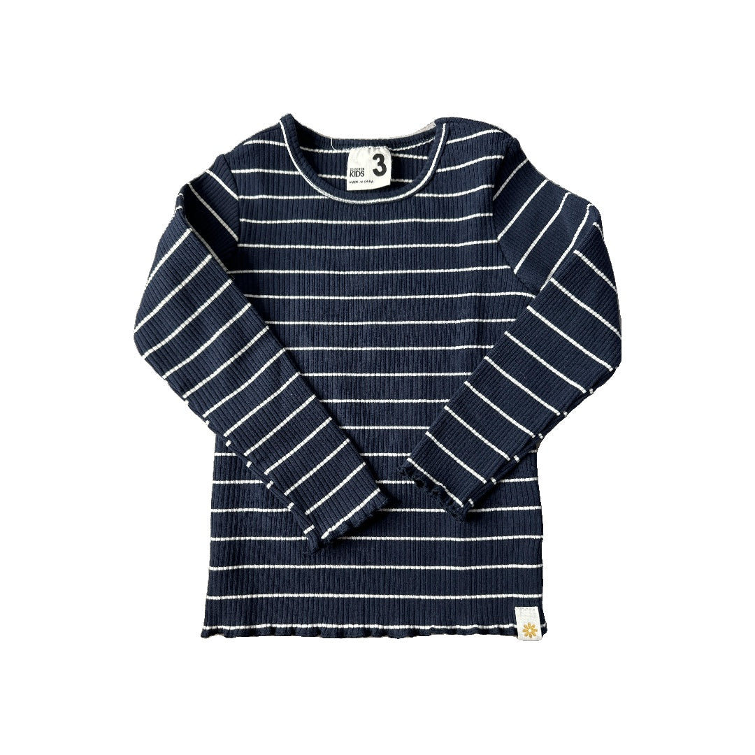Cotton:on Kids Girls Navy Blue | White | Stripe Long Sleeve T-Shirt Size: 3T Navy Blue | White | Stripe