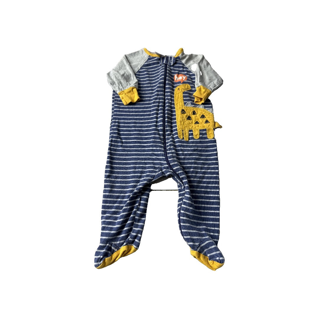 Gerber Childrenswear Boys Navy Blue | White | Striped | Yellow Pajamas Size: 3-6 months Navy Blue | White | Striped | Yellow