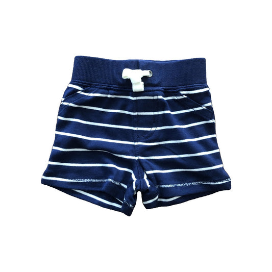 Carters Girls Navy Blue | White | Striped Shorts Size: Newborn Navy Blue | White | Striped