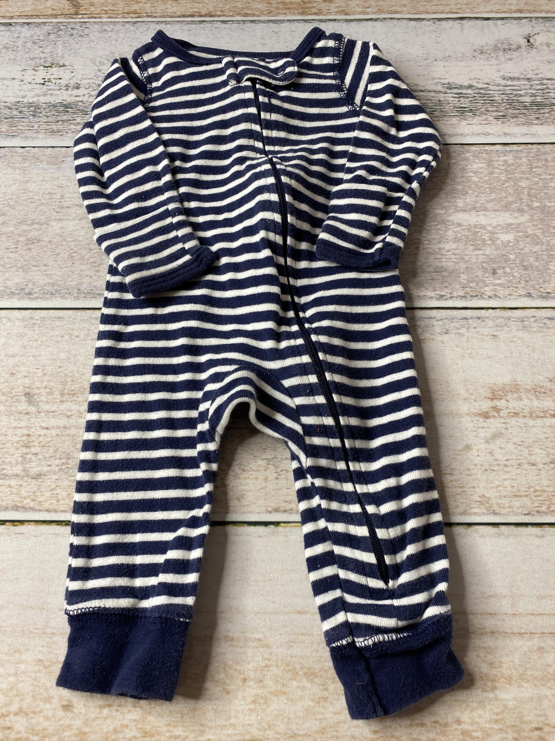 Carters Boys Navy Blue | White | Striped Long Sleeve Outfit Size: Newborn Navy Blue | White | Striped