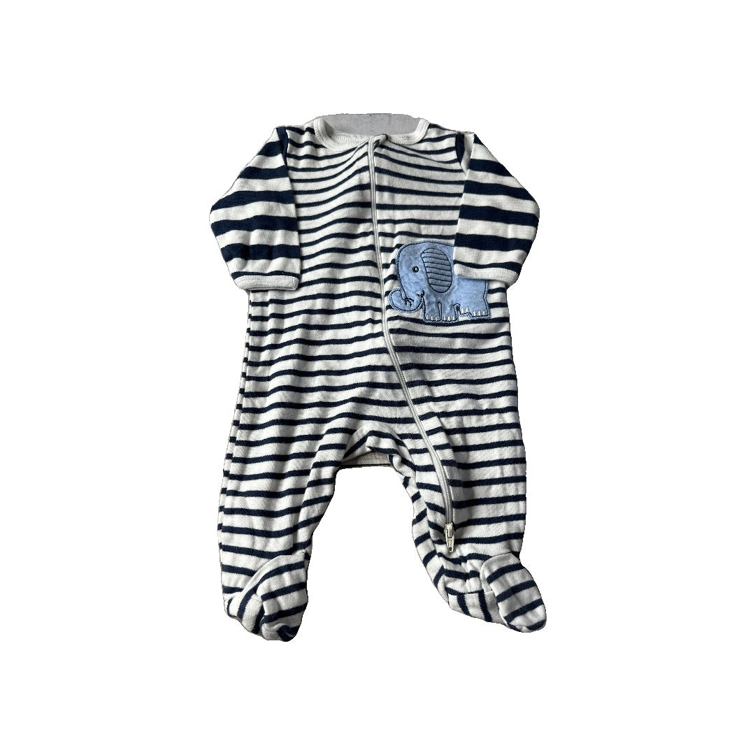 WonderNation Boys Navy Blue | White | Striped Pajamas Size: 0-3 months Navy Blue | White | Striped