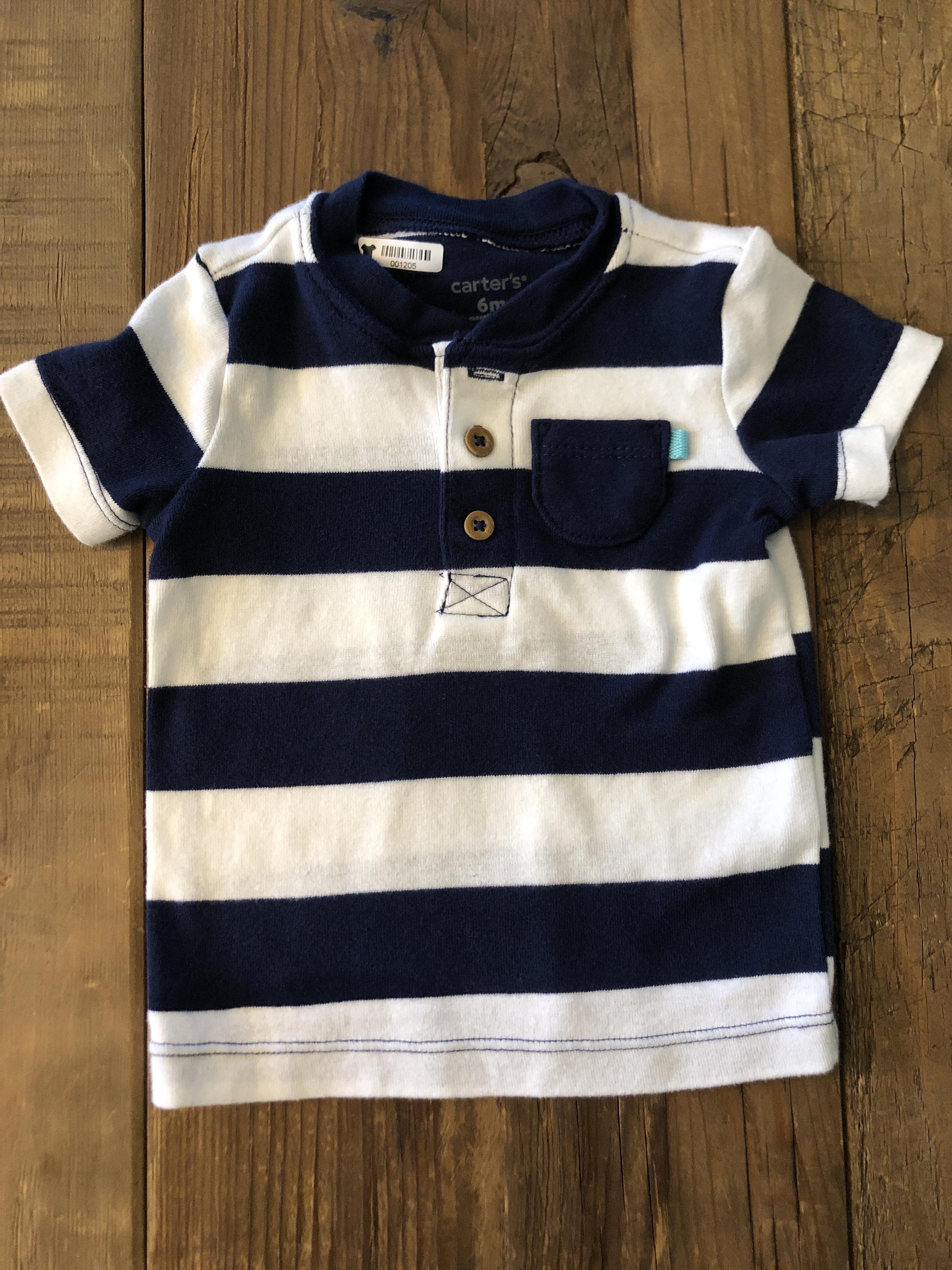 Carters Boys Navy Blue | White | Striped T-Shirt Size: 3-6 months Navy Blue | White | Striped