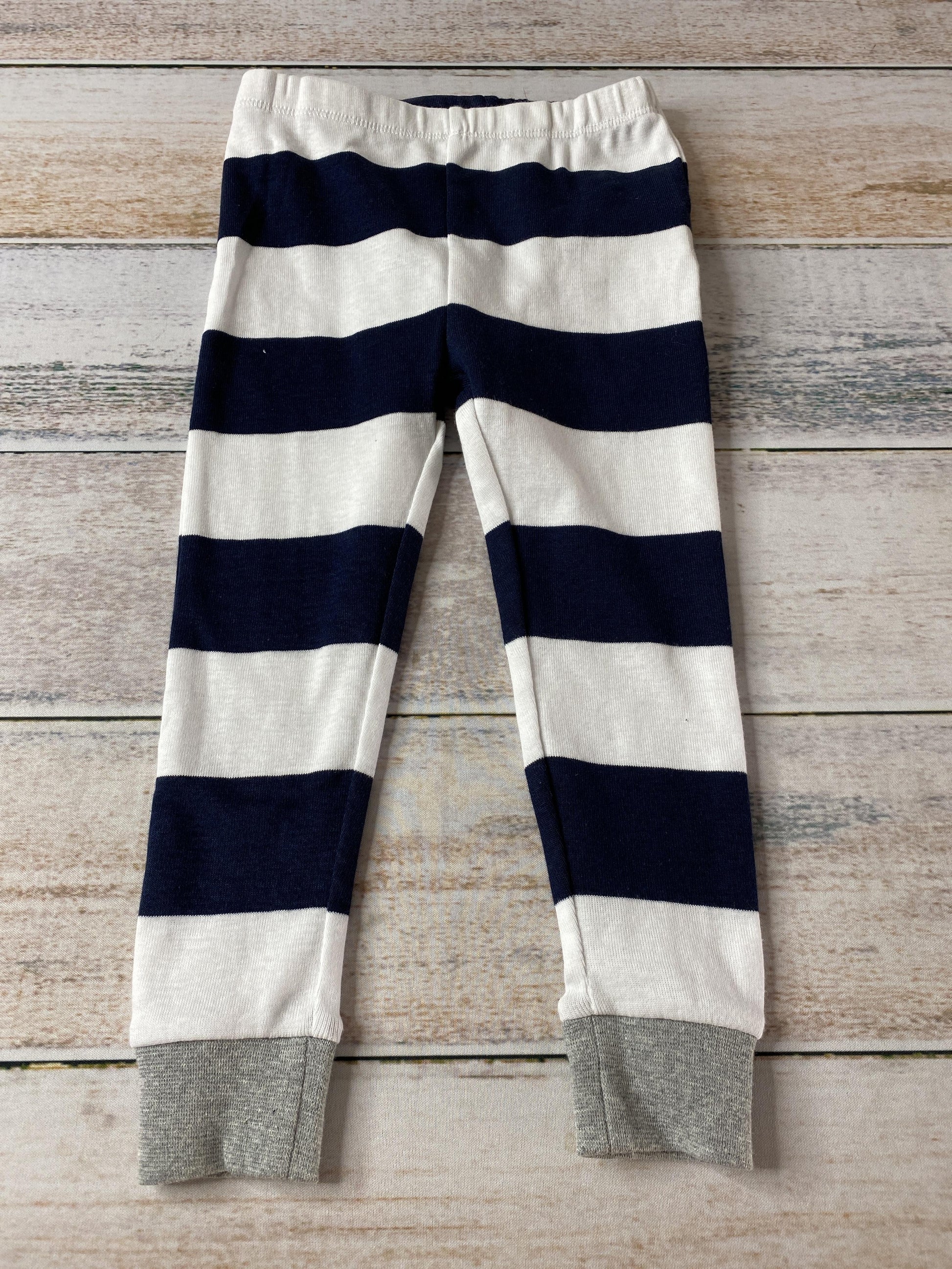 Burt's Bees Boys Navy Blue | White | Striped Pajamas Size: 2T Navy Blue | White | Striped