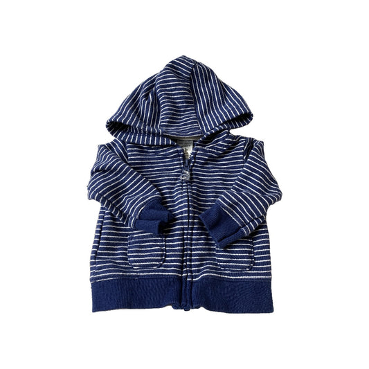 Carters Boys Navy Blue | White | Striped Hoodie Size: Newborn Navy Blue | White | Striped
