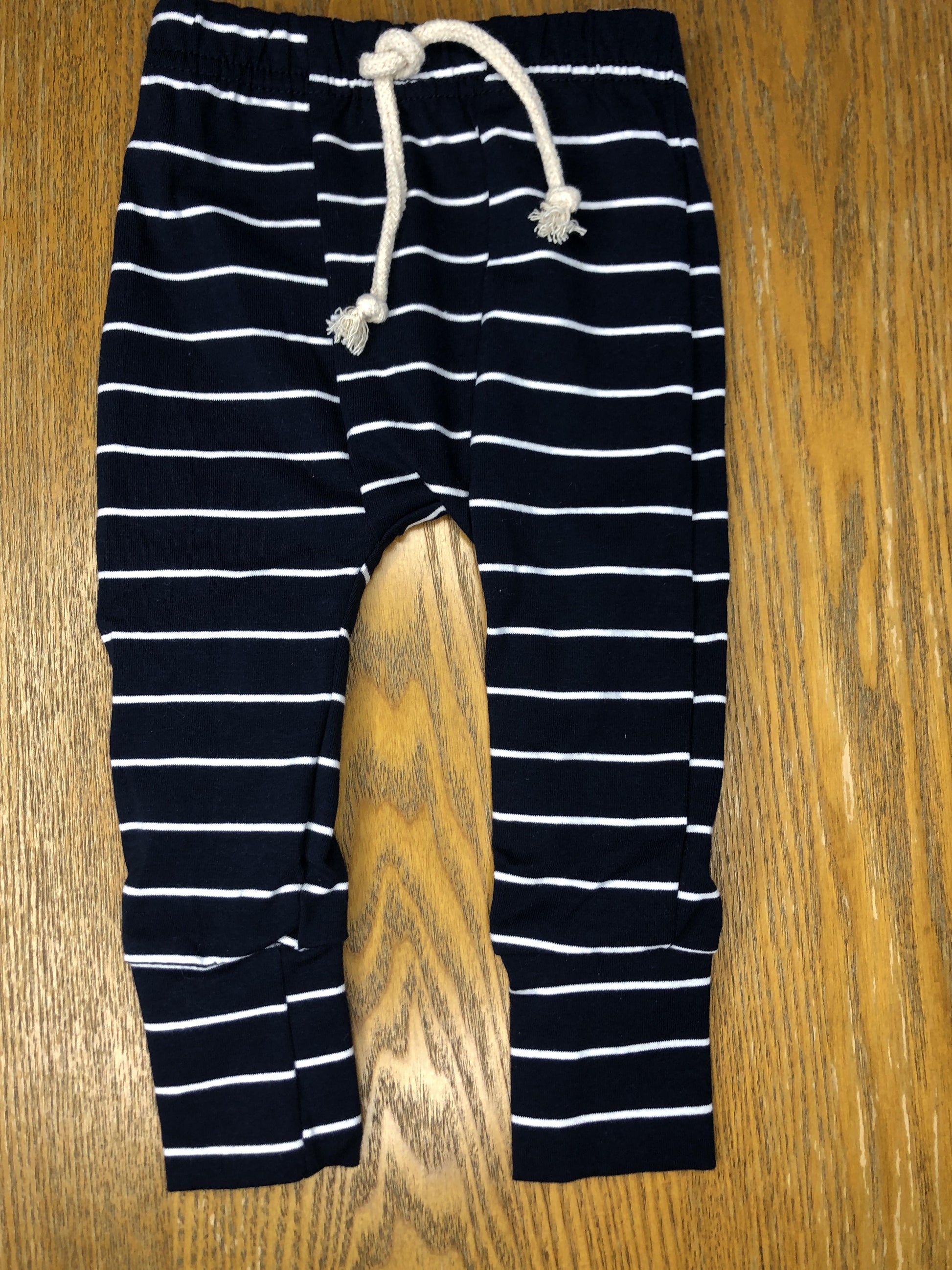 Forever French Unisex Navy Blue | White | Striped Pants Size: 6-12 months Navy Blue | White | Striped