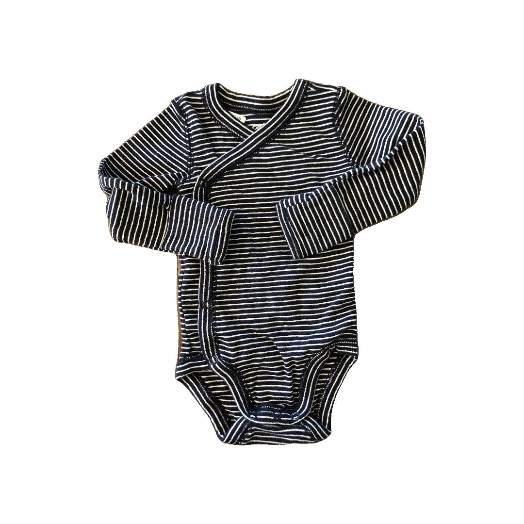 Carters Boys Navy Blue | White | Striped Onesie Size: Newborn Navy Blue | White | Striped