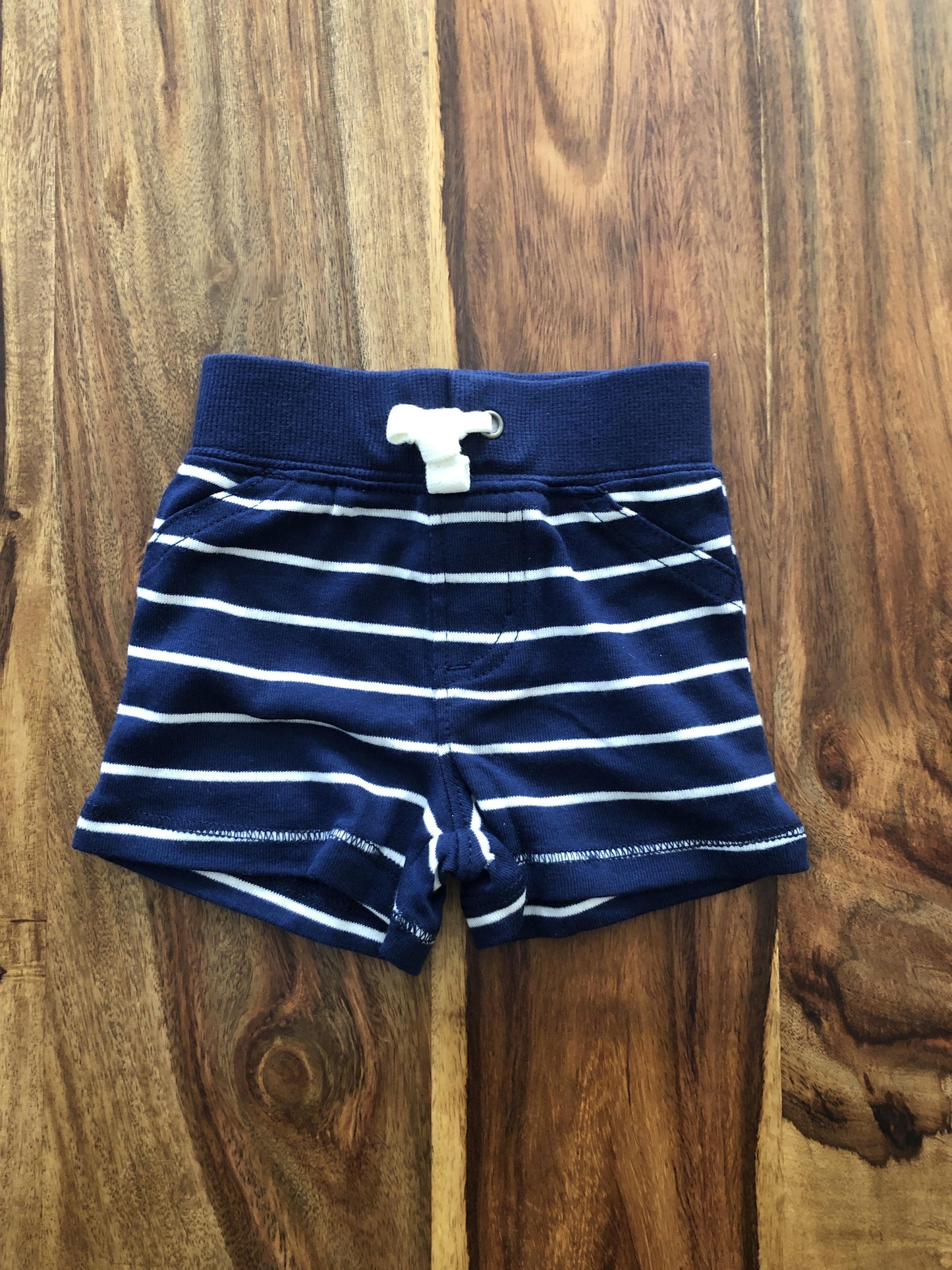 Carters Girls Navy Blue | White | Striped Shorts Size: Newborn Navy Blue | White | Striped