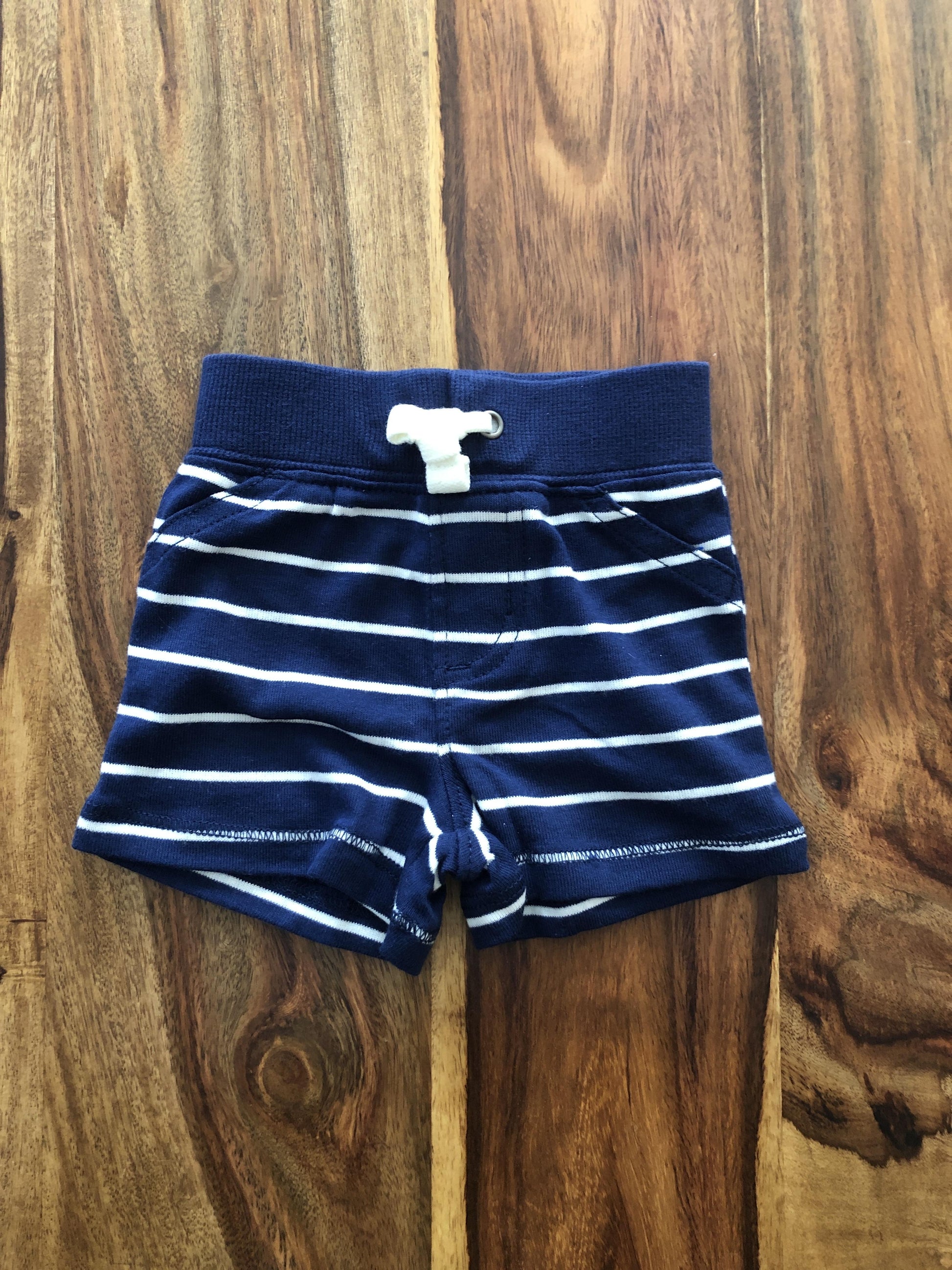 Carters Girls Navy Blue | White | Striped Shorts Size: Newborn Navy Blue | White | Striped