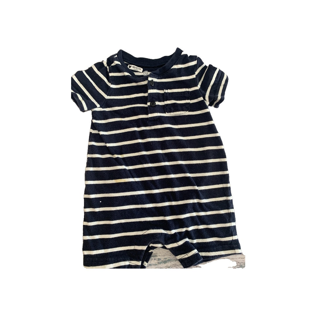 Gap Boys Navy Blue | White | Striped Romper Size: 6-12 months Navy Blue | White | Striped