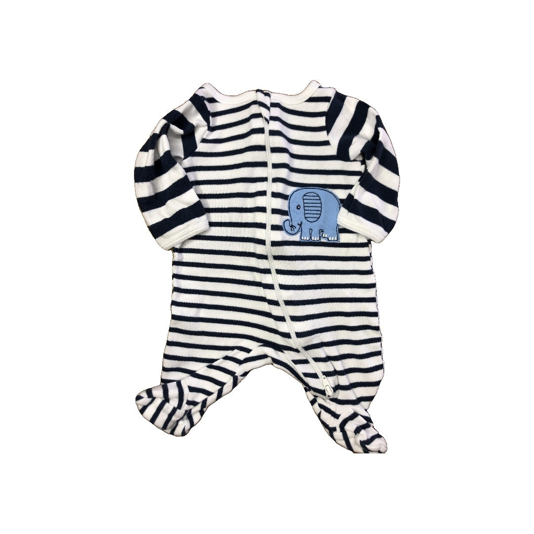 WonderNation Boys Navy Blue | White | Striped Pajamas Size: Newborn Navy Blue | White | Striped
