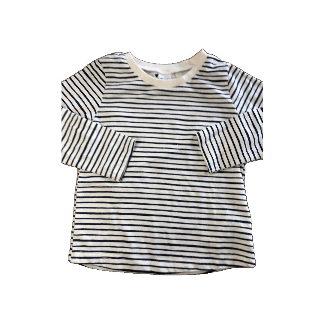 PL Baby Boys Navy Blue | White | Striped Long Sleeve T-Shirt Size: 24 months Navy Blue | White | Striped