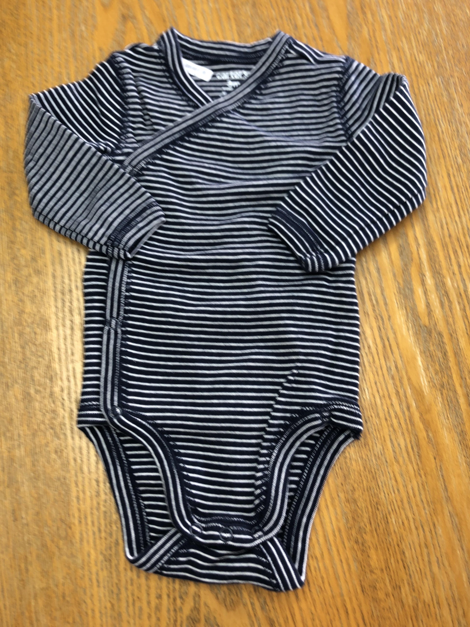 Carters Boys Navy Blue | White | Striped Onesie Size: 3 months Navy Blue | White | Striped