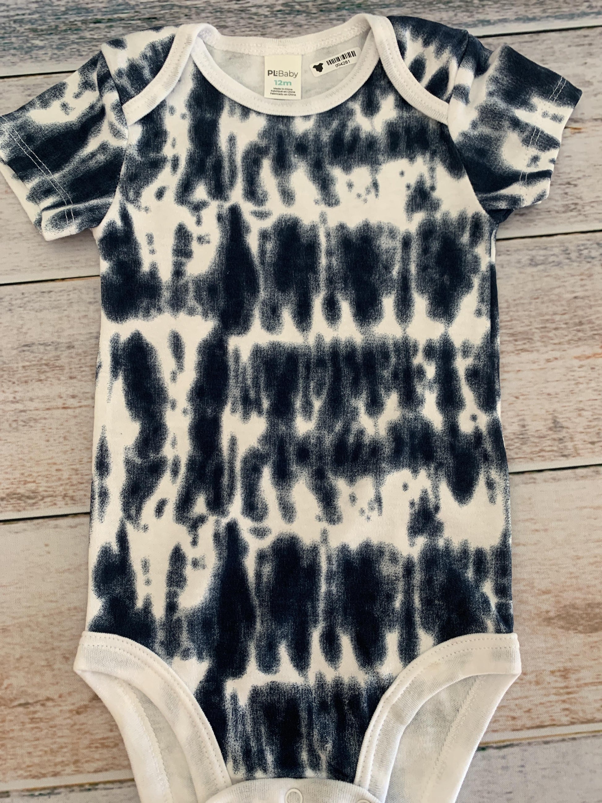PL Baby Boys Navy Blue | White | Tie Dye Onesie Size: 12M Navy Blue | White | Tie Dye