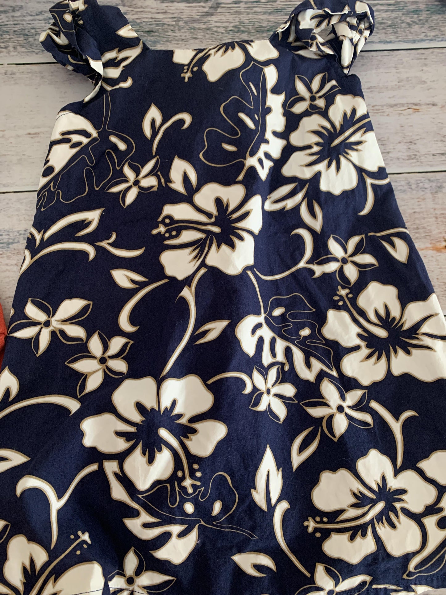 Girls Navy Blue | White | Tropical Dress Size: 4T Navy Blue | White | Tropical