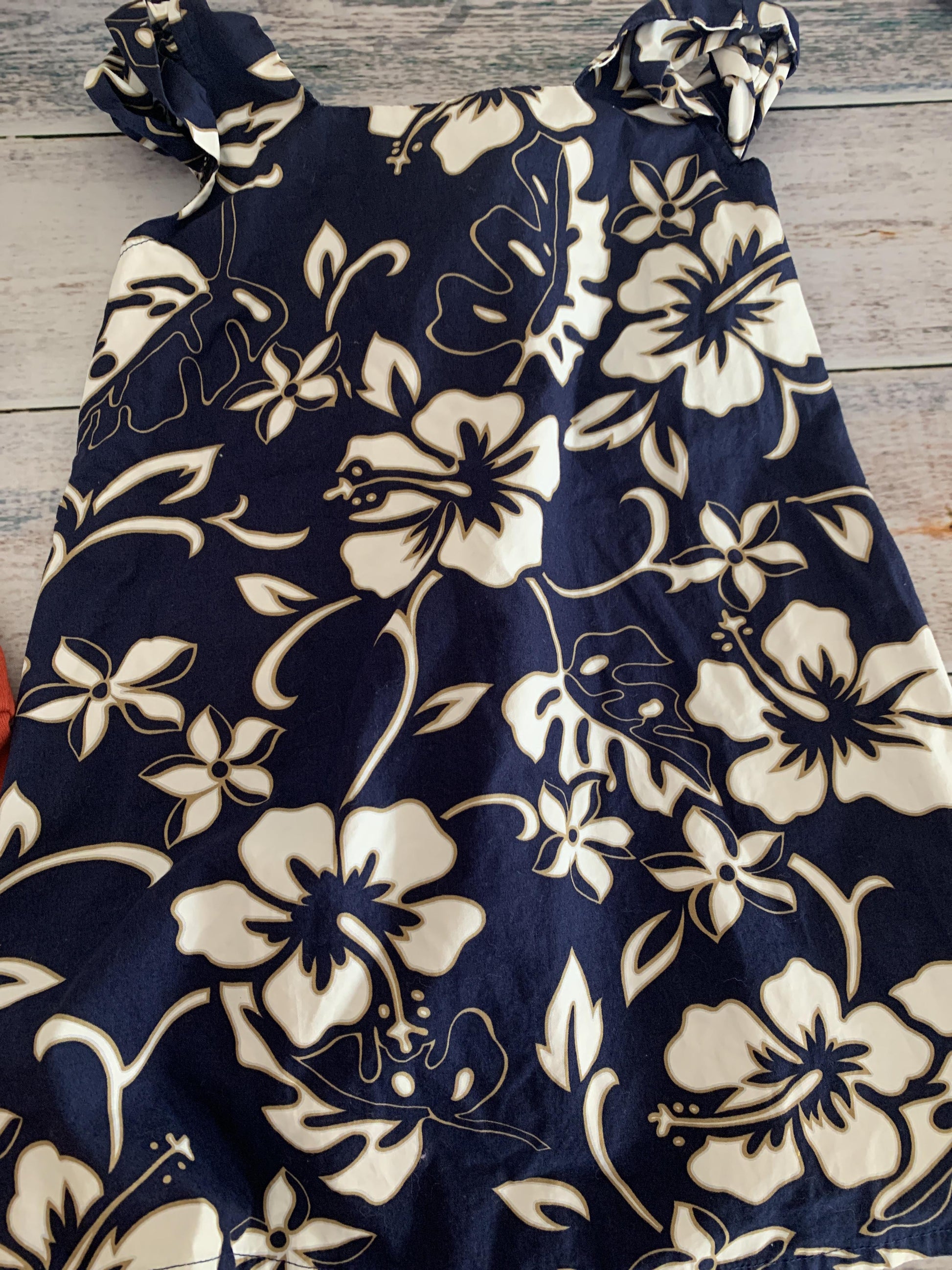 Girls Navy Blue | White | Tropical Dress Size: 4T Navy Blue | White | Tropical