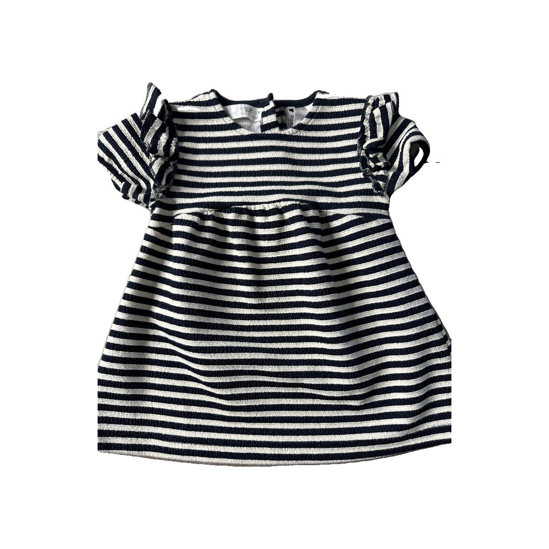 Zara Girls Navy Blue | White Dress Size: 12-18 months Navy Blue | White