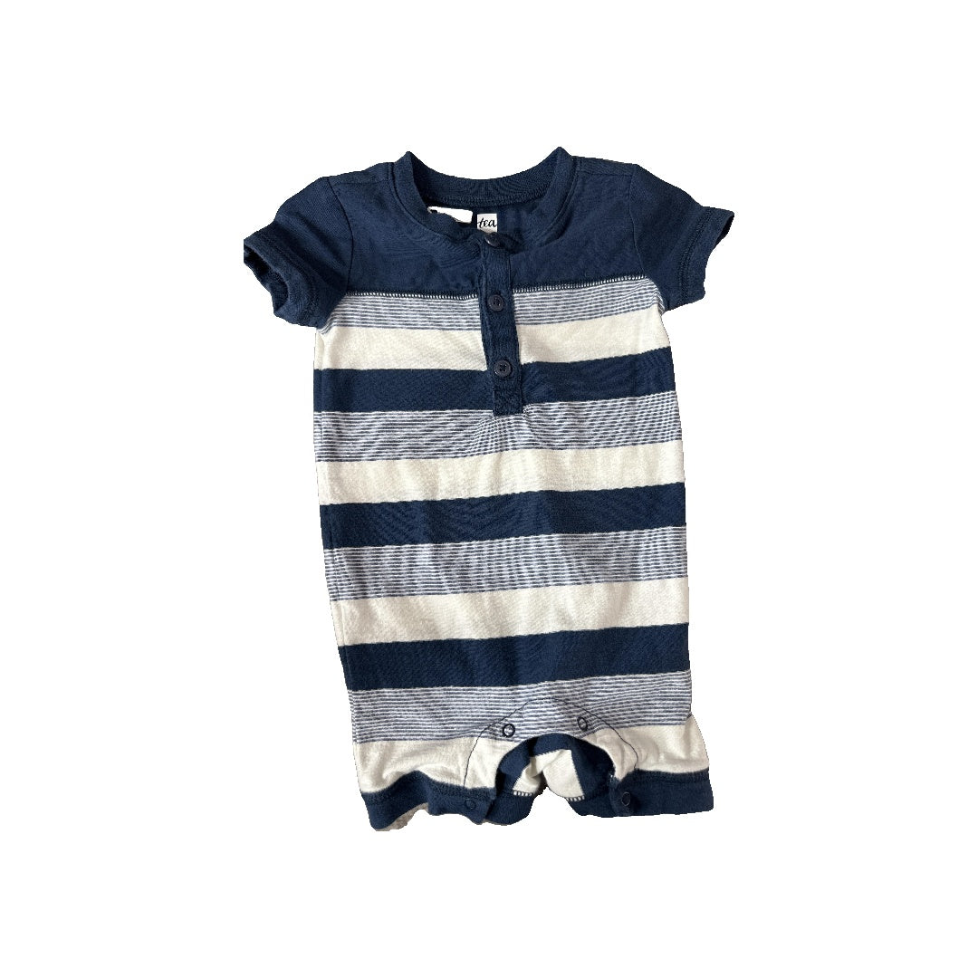 Tea Boys Navy Blue | White Romper Size: 6-9 months Navy Blue | White