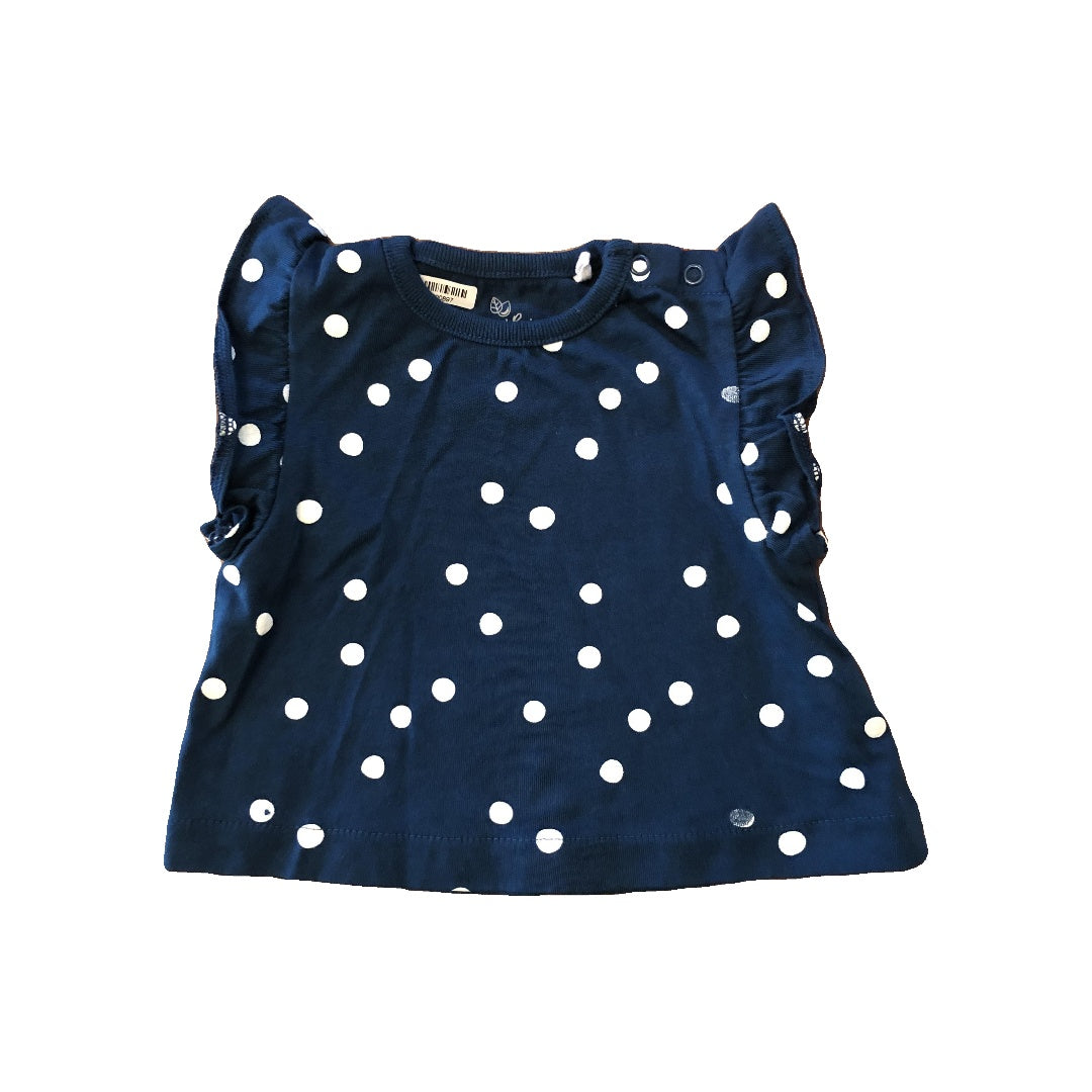 Oliver & Rain Girls Navy Blue | White Shirt Size: 6 months Navy Blue | White