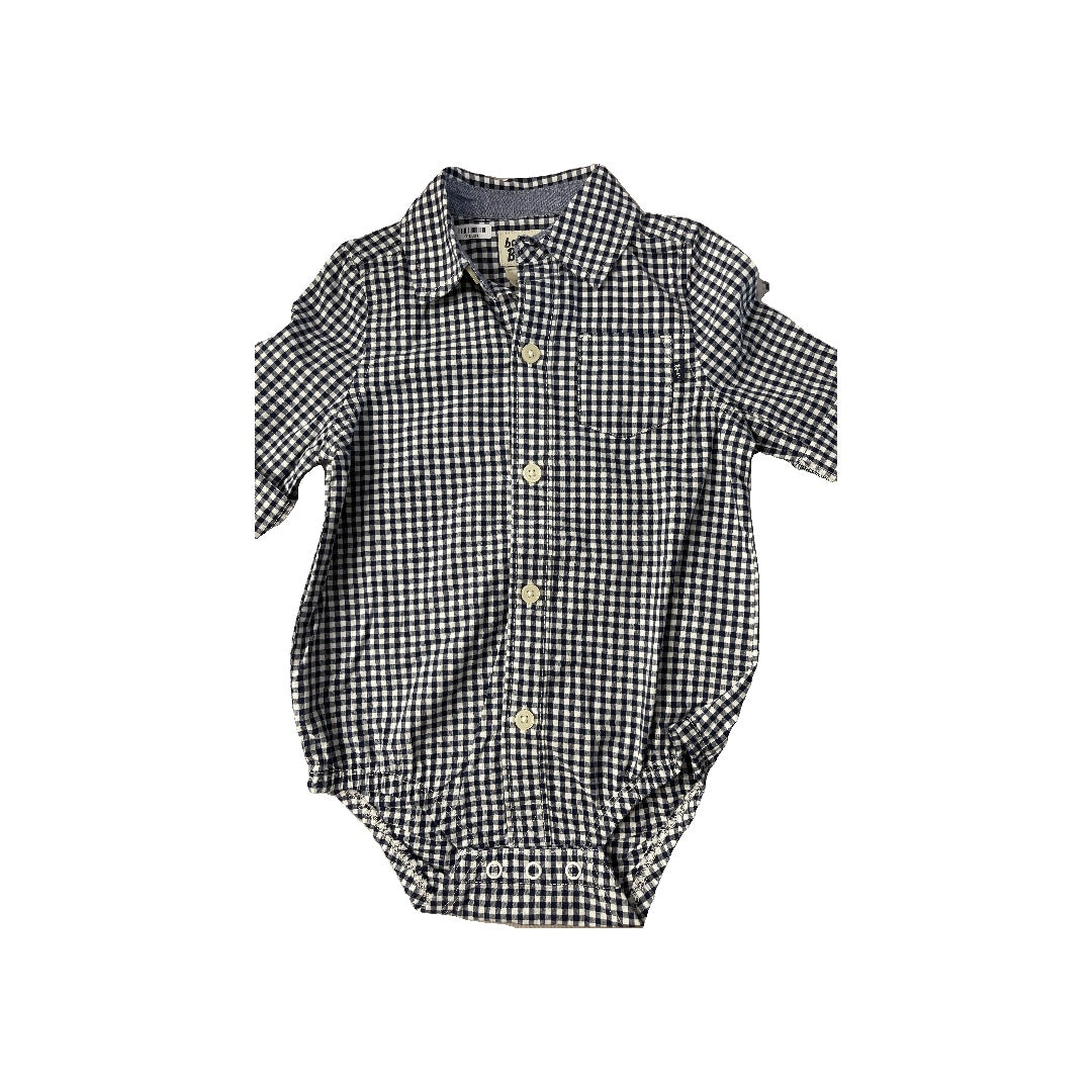 OshKosh Boys Navy Blue | White Button Down Short Sleeve Size: 12 months Navy Blue | White