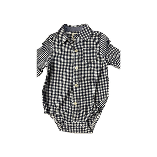 OshKosh Boys Navy Blue | White Button Down Short Sleeve Size: 12 months Navy Blue | White