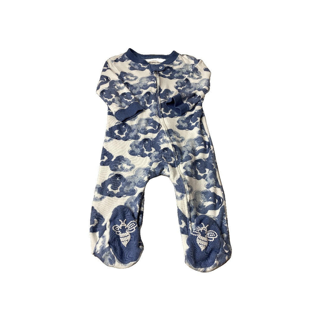 Burt's Bees Unisex Navy Blue | Wool White | Grey | Pattern Pajamas Size: 6-9 months Navy Blue | Wool White | Grey | Pattern