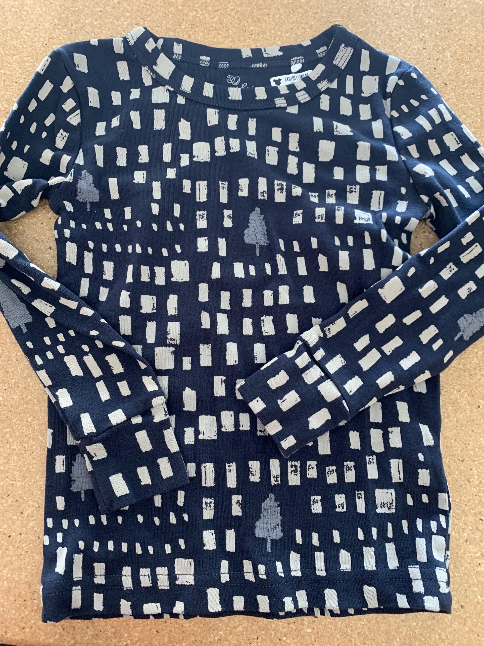 Oliver & Rain Boys Navy Blue | Wool White | Pattern Pajamas Size: 3T Navy Blue | Wool White | Pattern