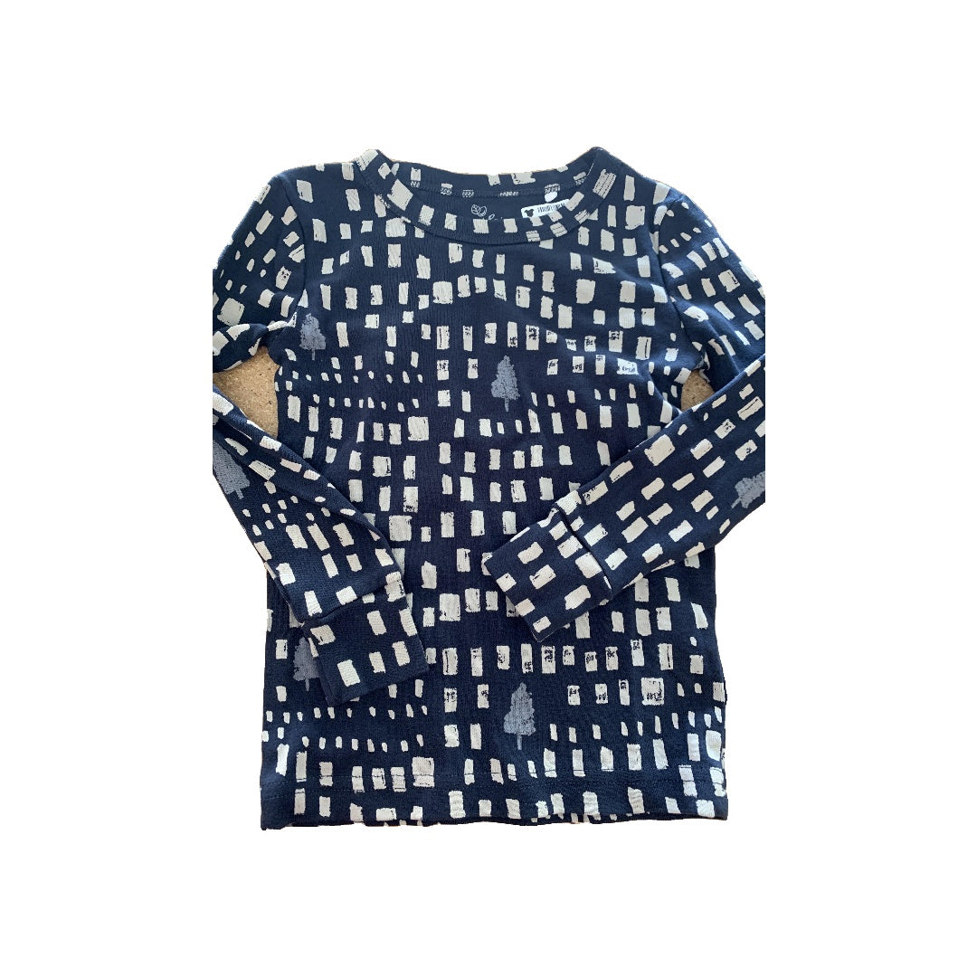 Oliver & Rain Boys Navy Blue | Wool White | Pattern Pajamas Size: 3T Navy Blue | Wool White | Pattern