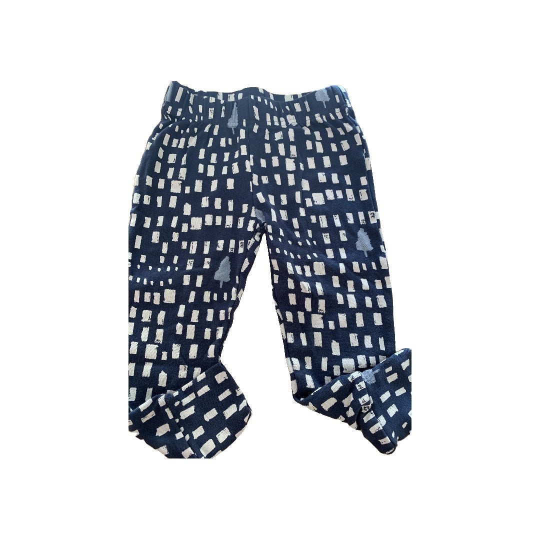 Oliver & Rain Boys Navy Blue | Wool White | Pattern Pajamas Size: 3T Navy Blue | Wool White | Pattern