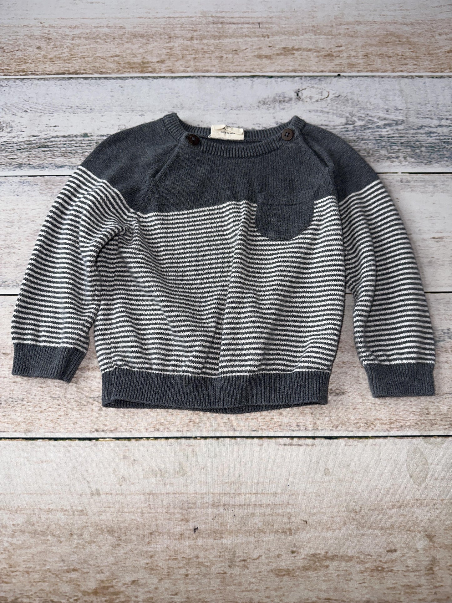 Viverano Boys Navy Blue | Wool White | Stripe Sweater Size: 6-12 months Navy Blue | Wool White | Stripe