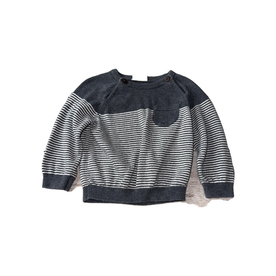 Viverano Boys Navy Blue | Wool White | Stripe Sweater Size: 6-12 months Navy Blue | Wool White | Stripe