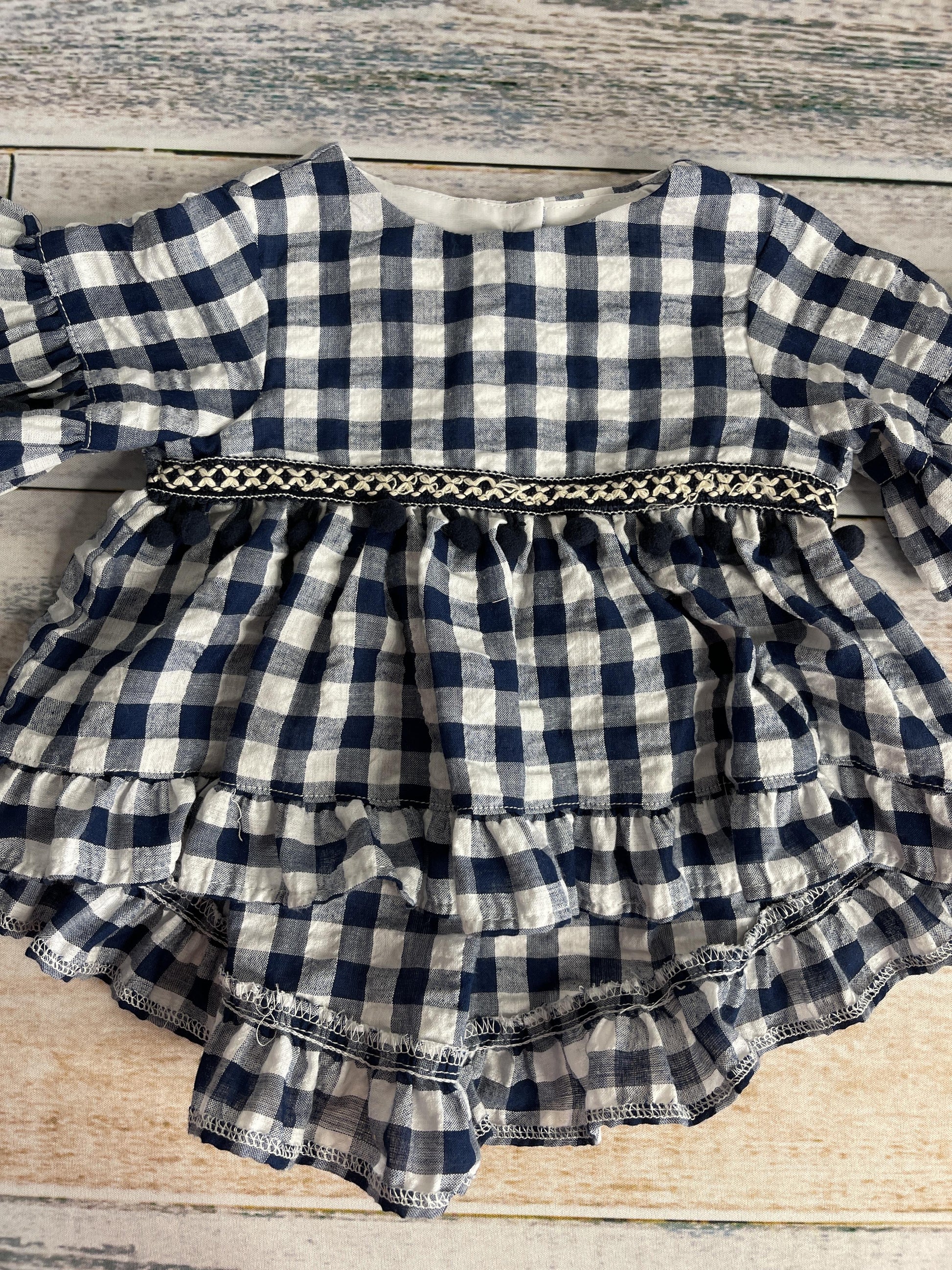 Pippa & Julie Girls Navy Blue | Wool White Shirt Size: 6-9 months Navy Blue | Wool White