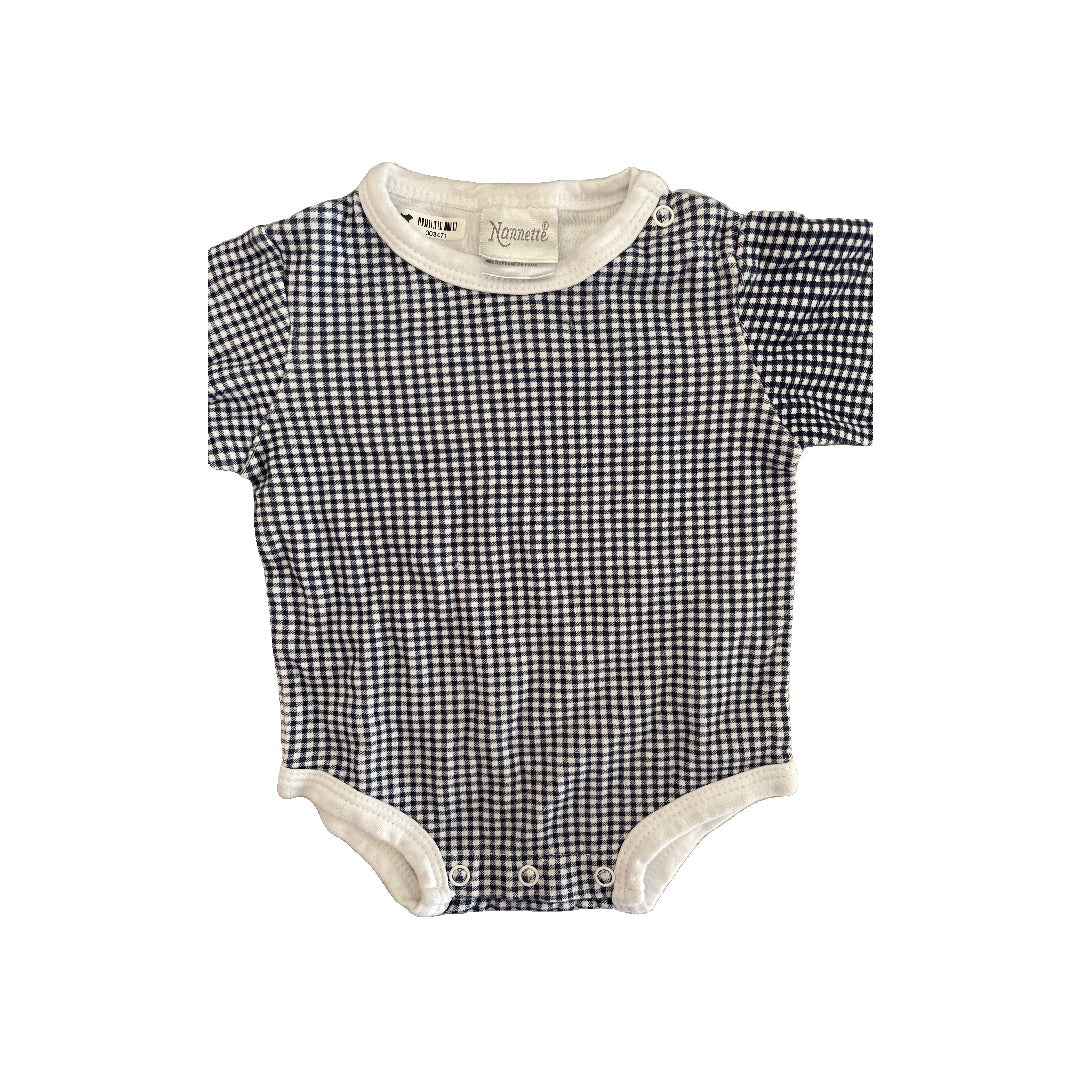 Nanette Girls Navy Blue | Wool White Onesie Size: 3-6 months Navy Blue | Wool White
