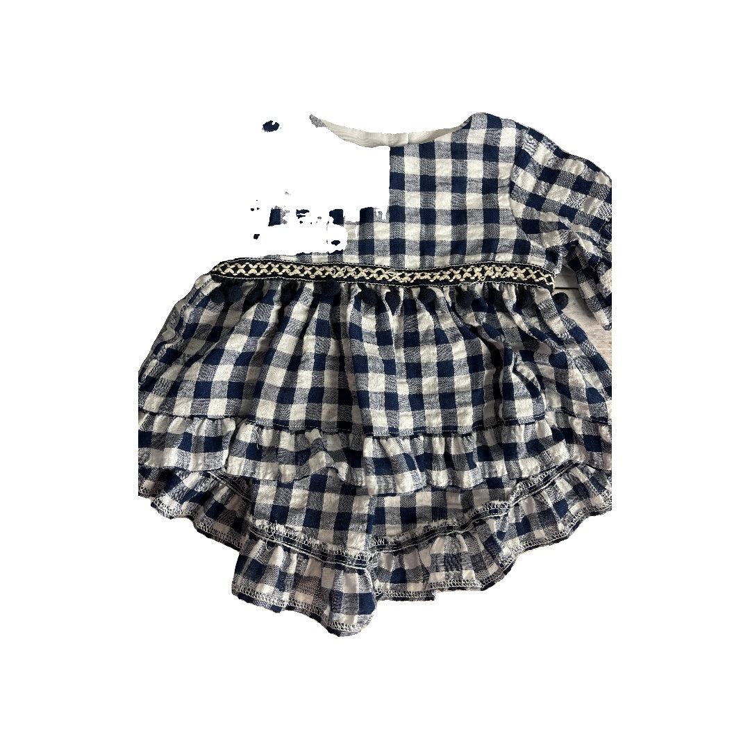Pippa & Julie Girls Navy Blue | Wool White Shirt Size: 6-9 months Navy Blue | Wool White