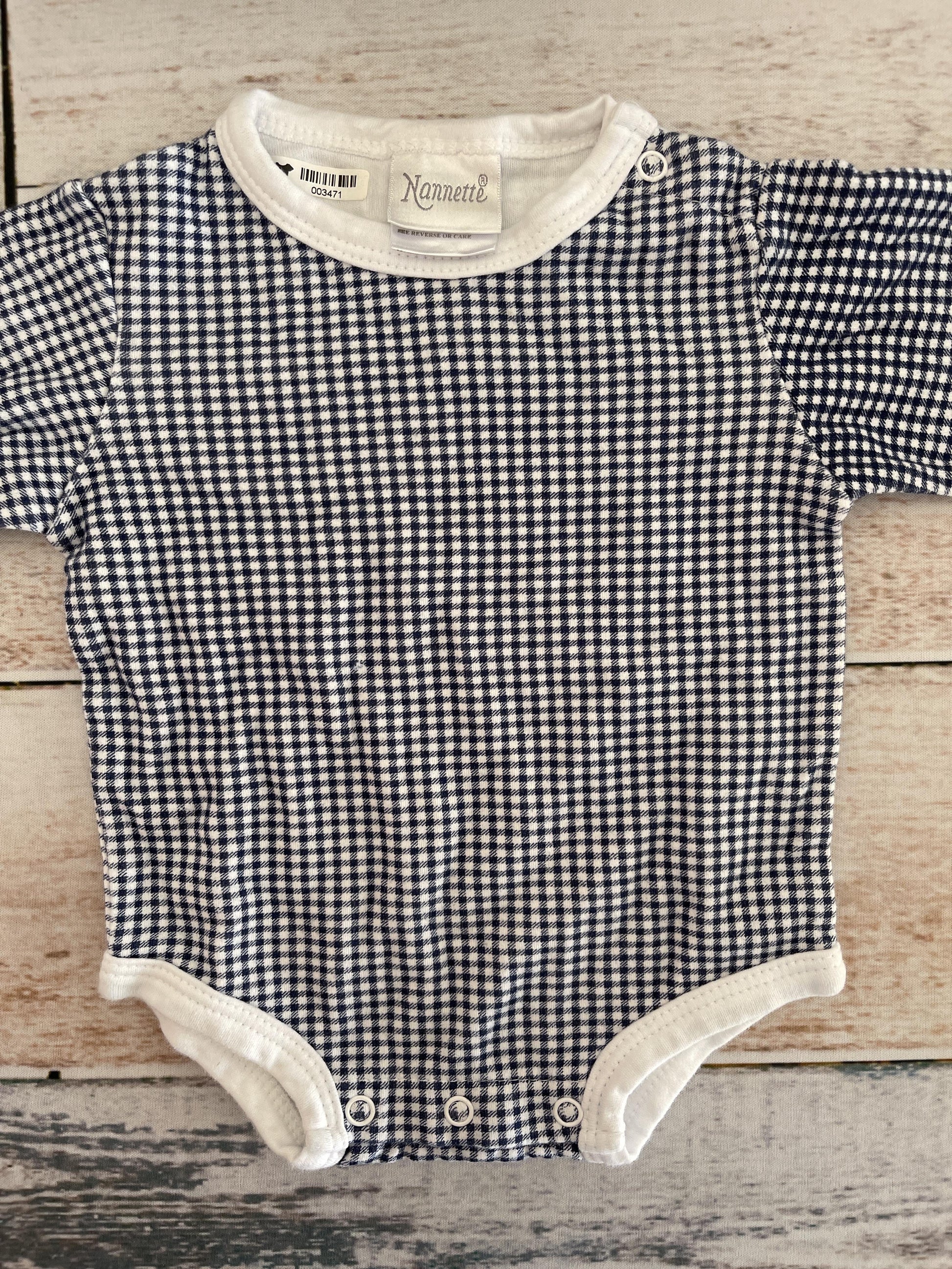 Nanette Girls Navy Blue | Wool White Onesie Size: 3-6 months Navy Blue | Wool White