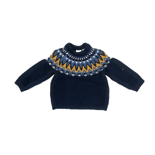 Zara Boys Navy | Blue | Yellow Sweater Size: 18-24 Months Navy | Blue | Yellow