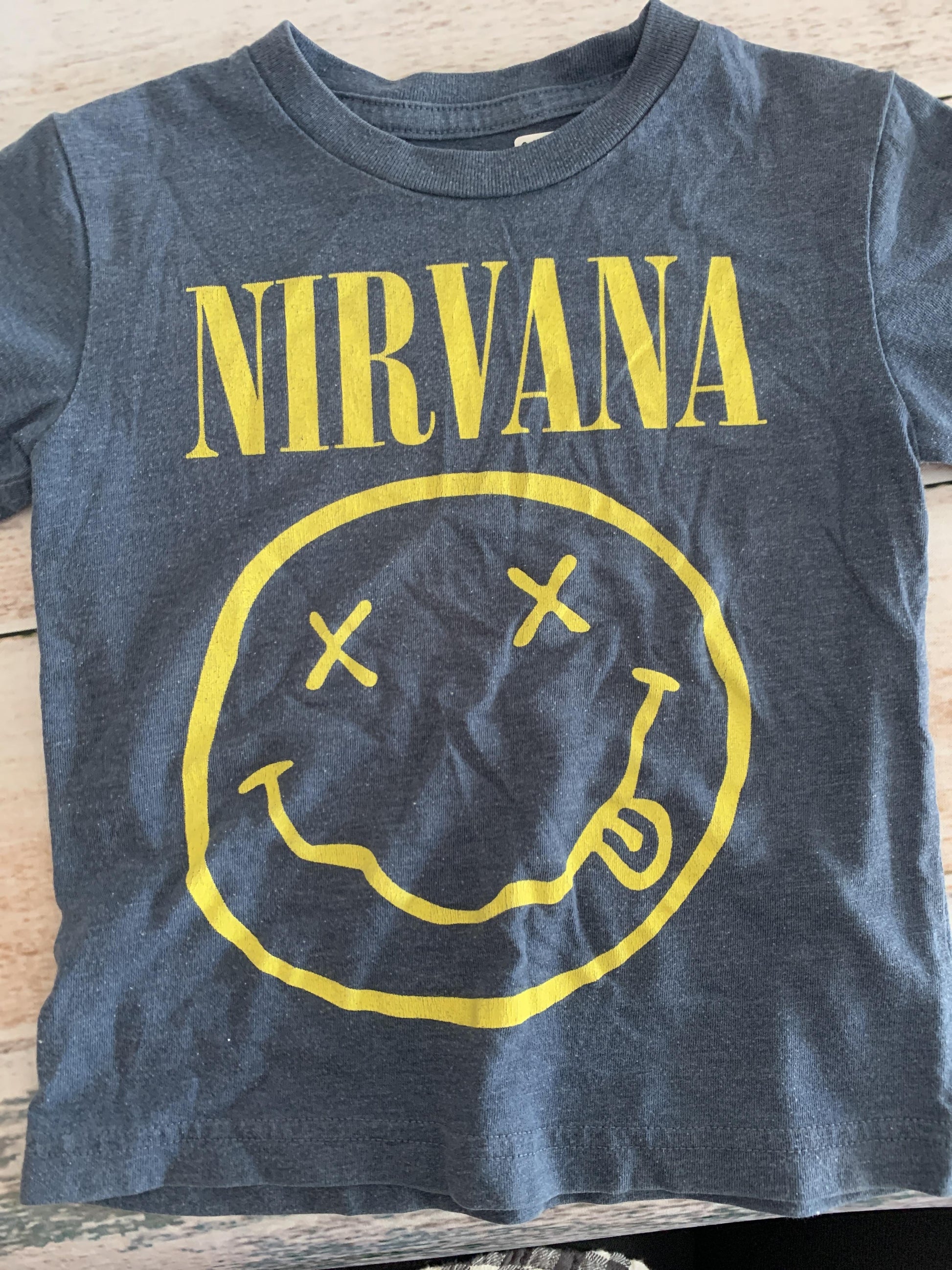 Nirvana Unisex Navy Blue | Yellow T-Shirt Size: 18 months Navy Blue | Yellow