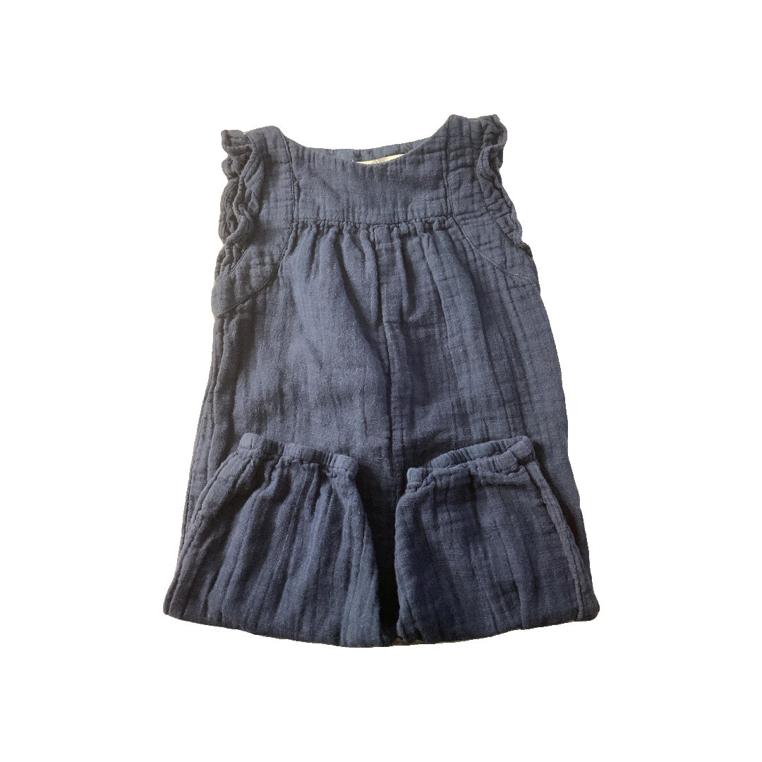 Girls Navy Blue Button Down Short Sleeve Size: 9-12 Months Navy Blue