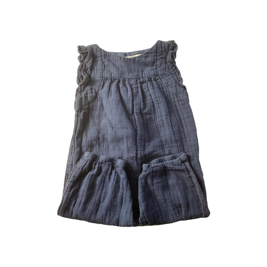 Girls Navy Blue Button Down Short Sleeve Size: 9-12 Months Navy Blue