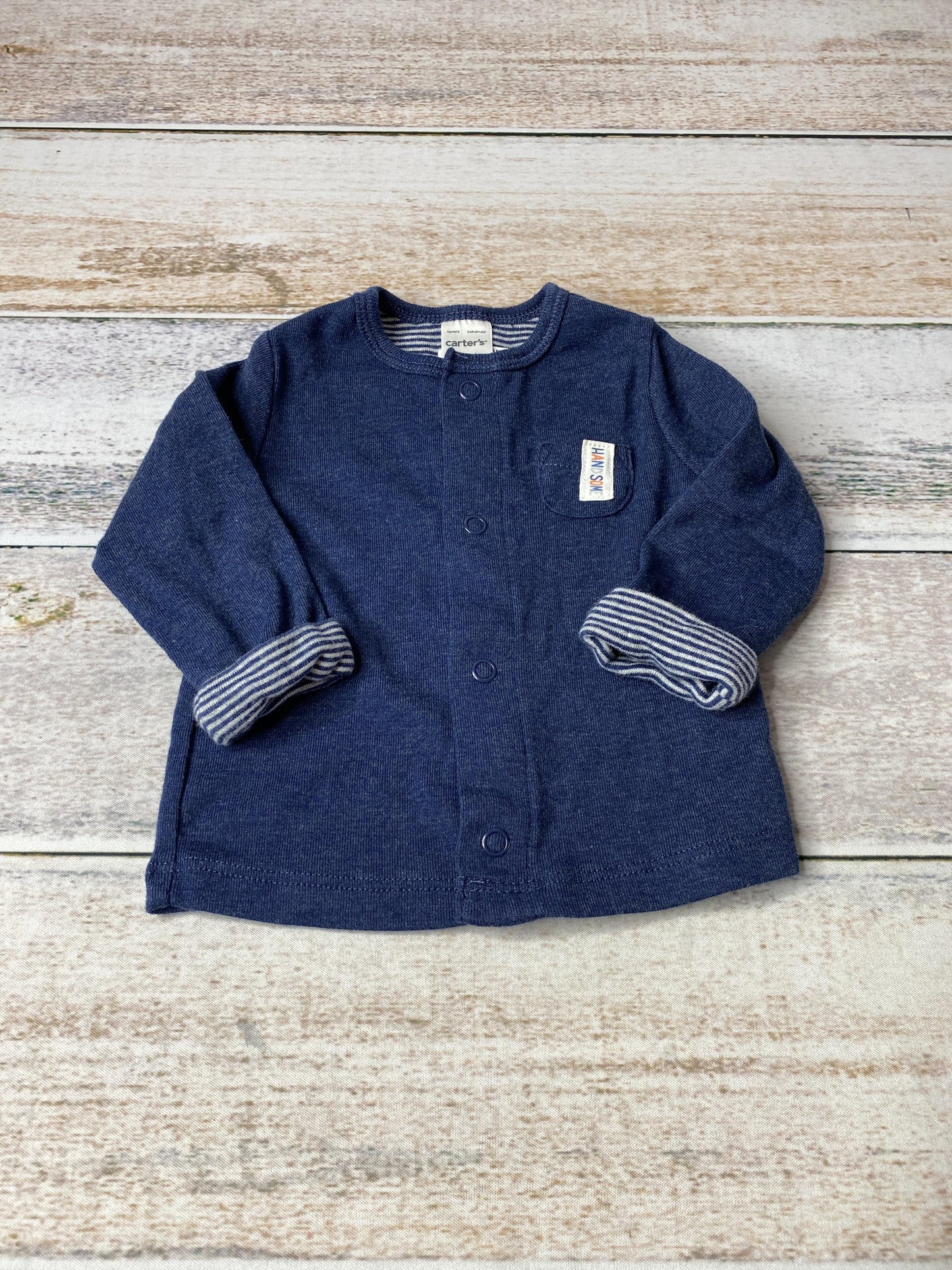 Boys Navy Blue Long Sleeve Shirt Size: 3 months Navy Blue