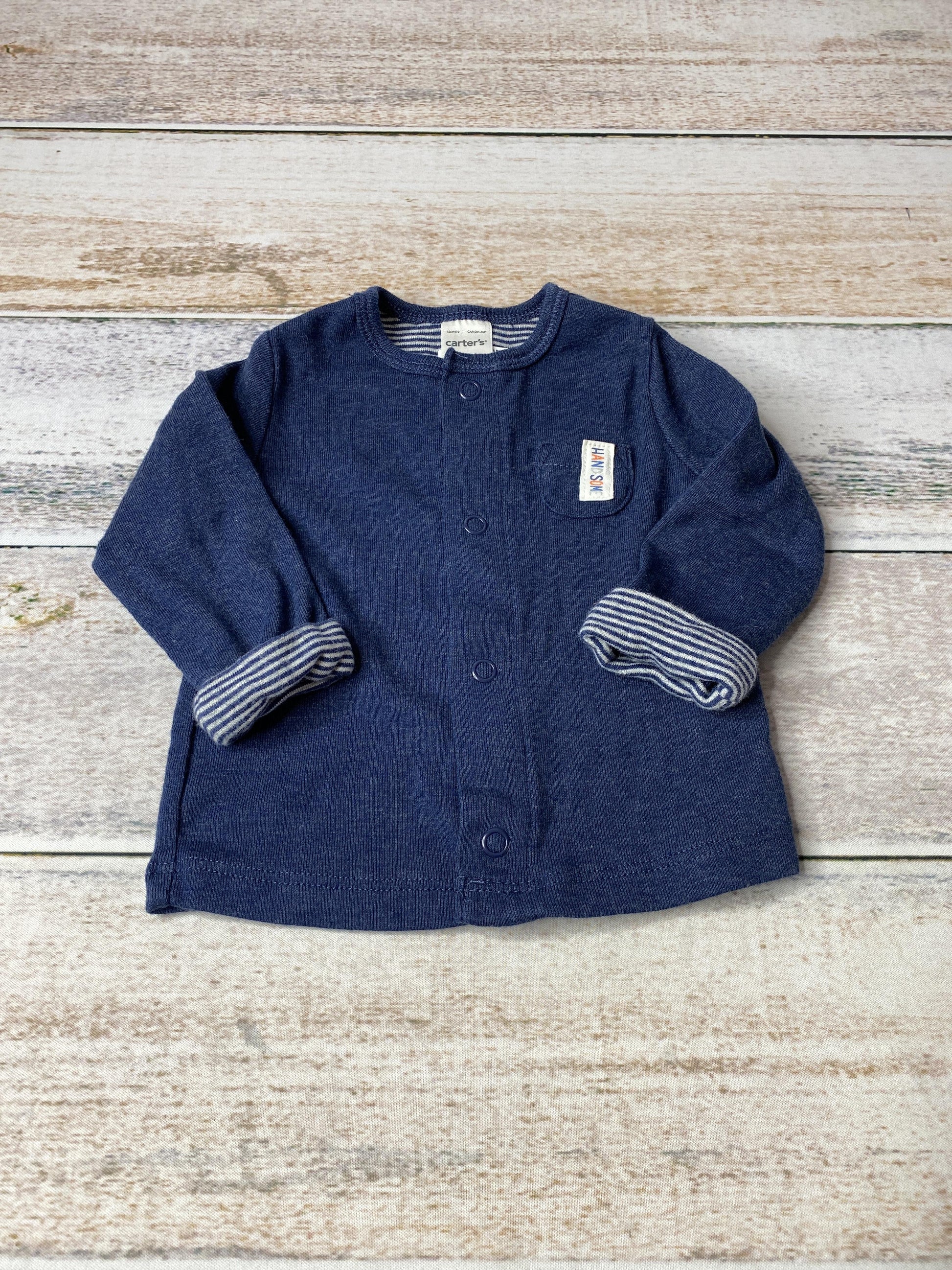 Boys Navy Blue Long Sleeve Shirt Size: 3 months Navy Blue