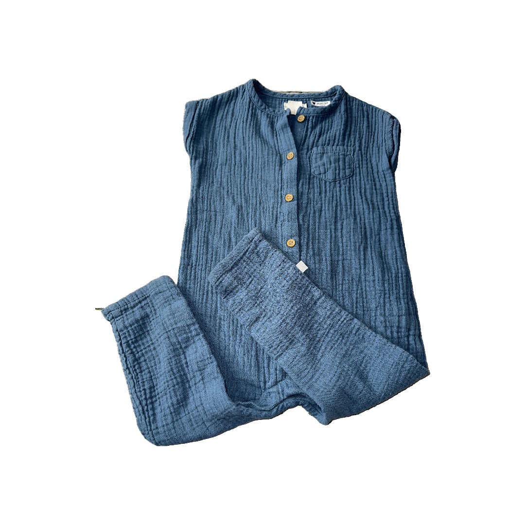 Carters Girls Navy Blue Romper Size: 24 months Navy Blue