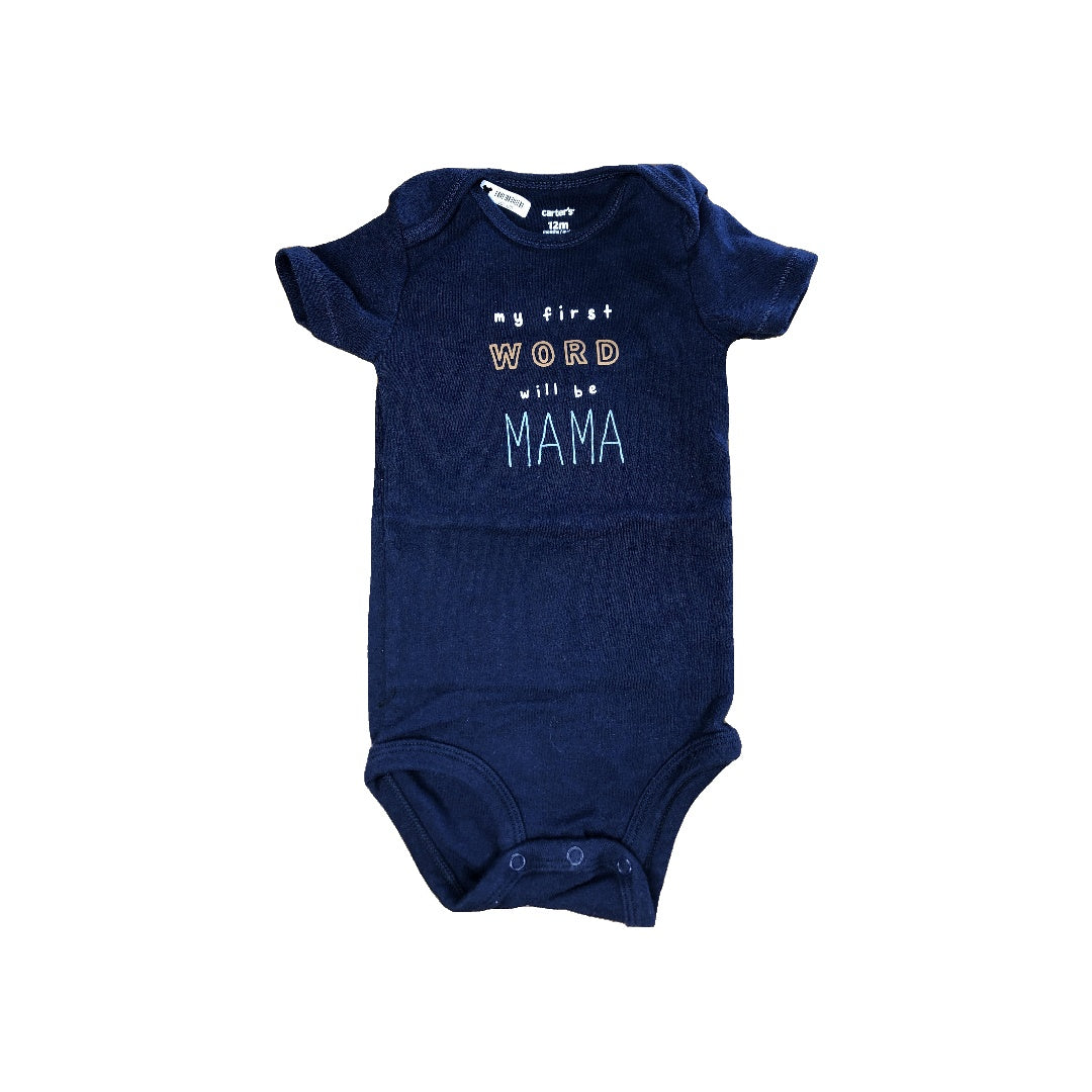 Carters Unisex Navy Blue Onesie Size: 12 months Navy Blue