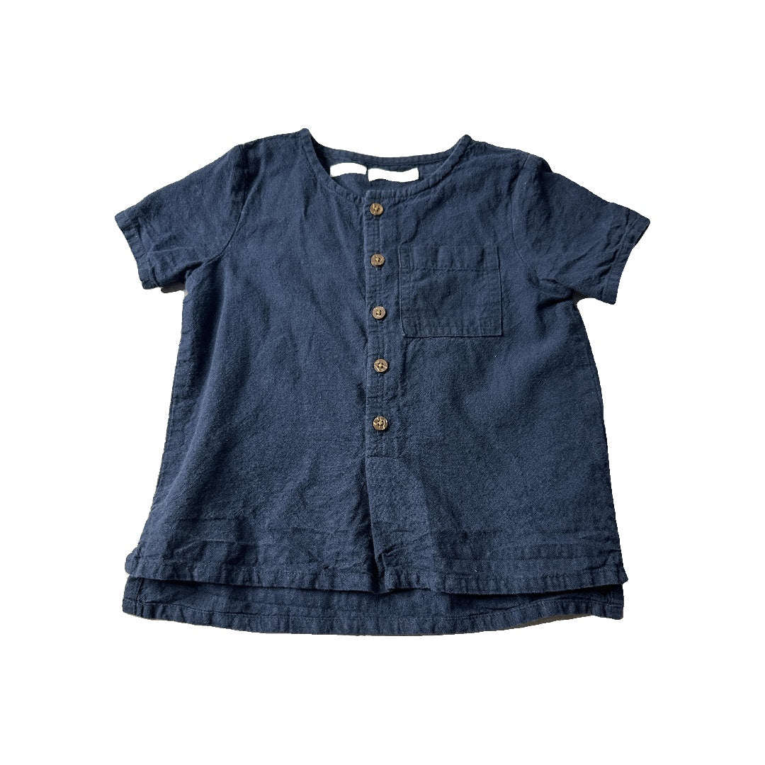 Oliver & Rain Boys Navy Blue Shirt Size: 18-24 months Navy Blue