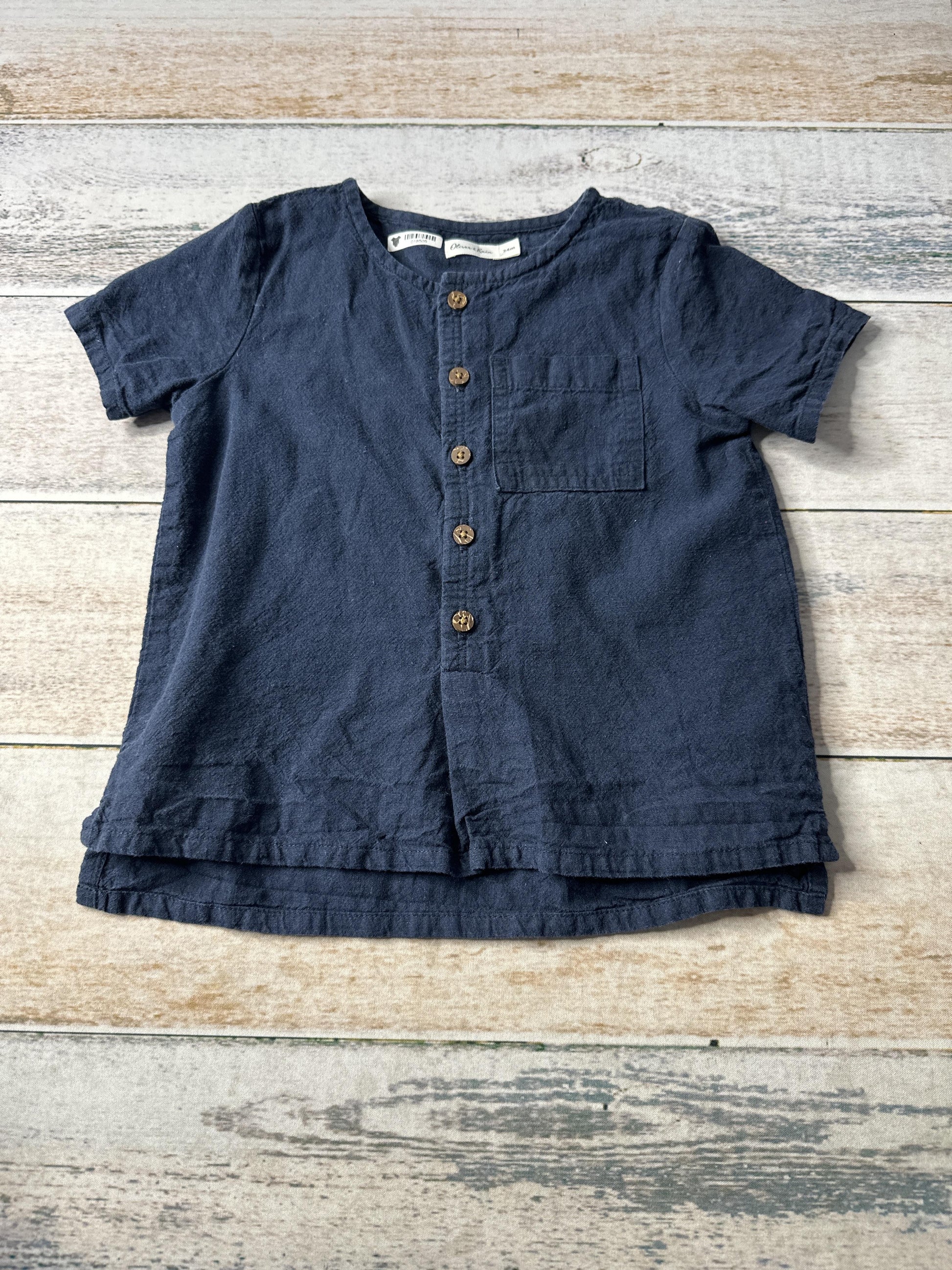 Oliver & Rain Boys Navy Blue Shirt Size: 18-24 months Navy Blue