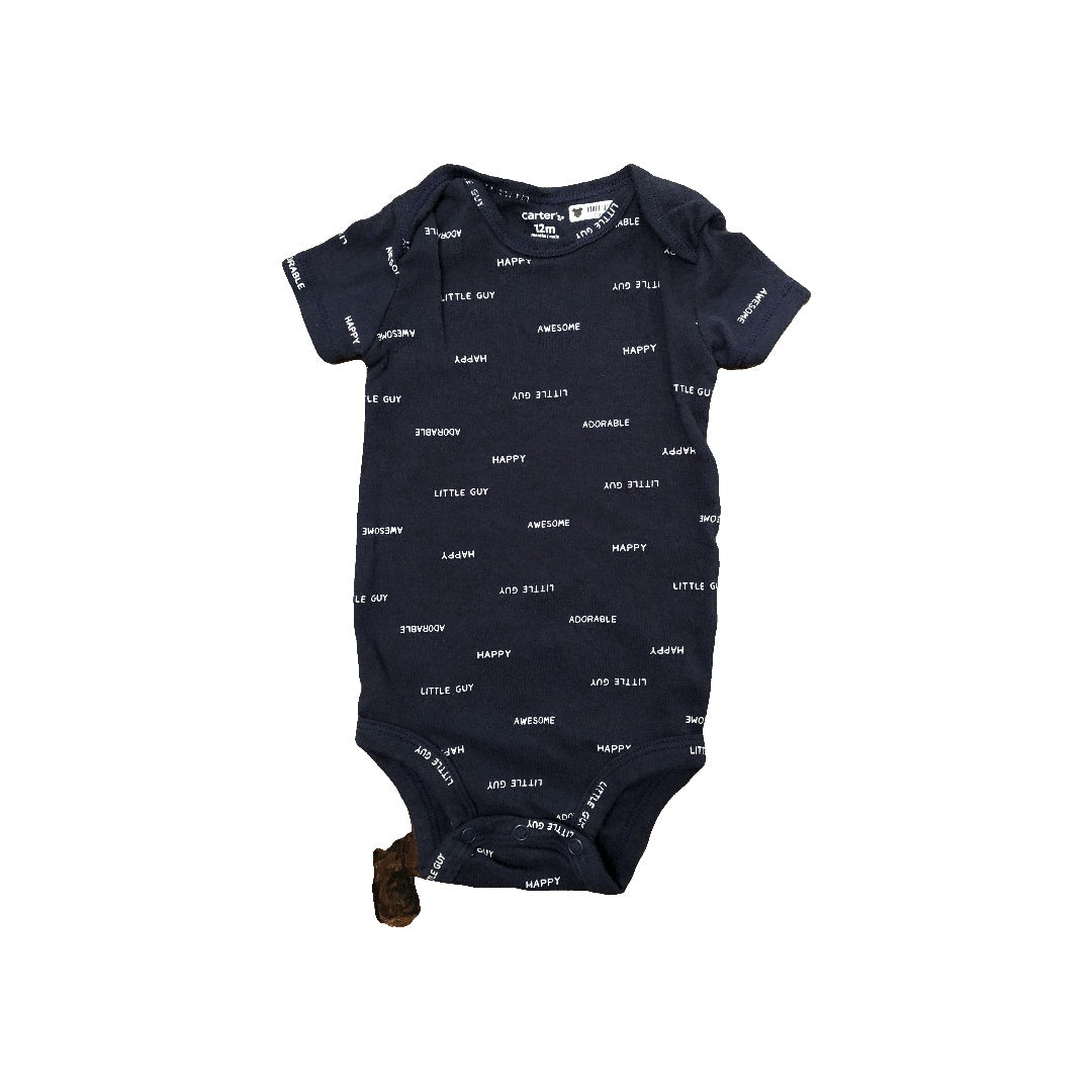 Carters Boys Navy Blue Onesie Size: 12 months Navy Blue
